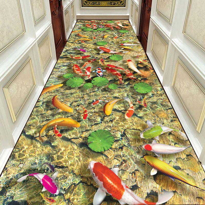 Autumn Style Long Lobby Carpet Fresh Green Grass Pattern Stairway Hallway Home Corridor Carpet Aisle Party Wedding Red Area Rugs