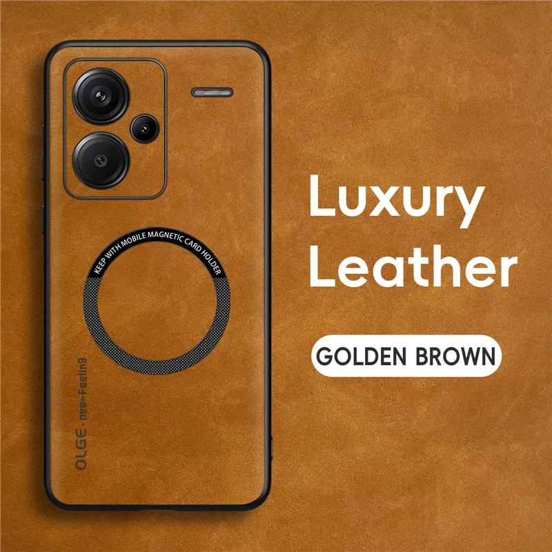 

Магнитный ретро кожаный чехол для Xiaomi Redmi Note 13 Pro Plus Redmi Note13 Pro+ 5G беспроводной зарядный чехол для телефона Redmi Note13ProPlus коричневый