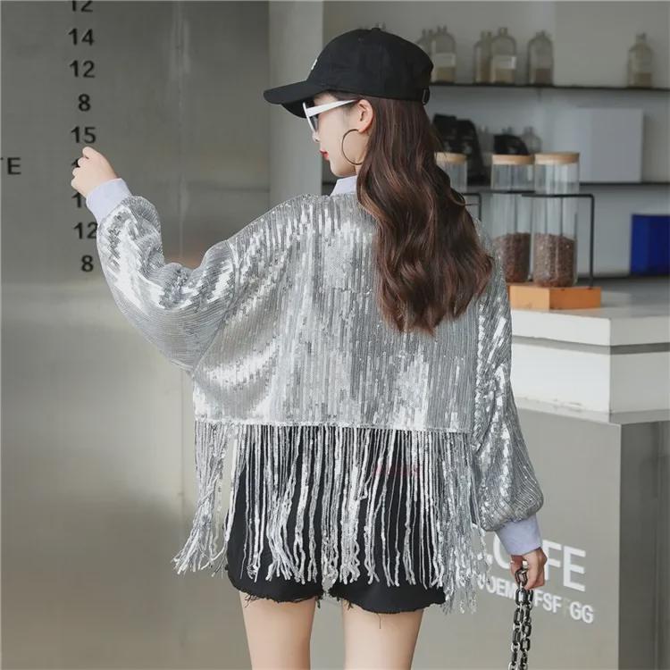 Trendy Sequined Glittering Jacket: Nightclub Stage Performance Top