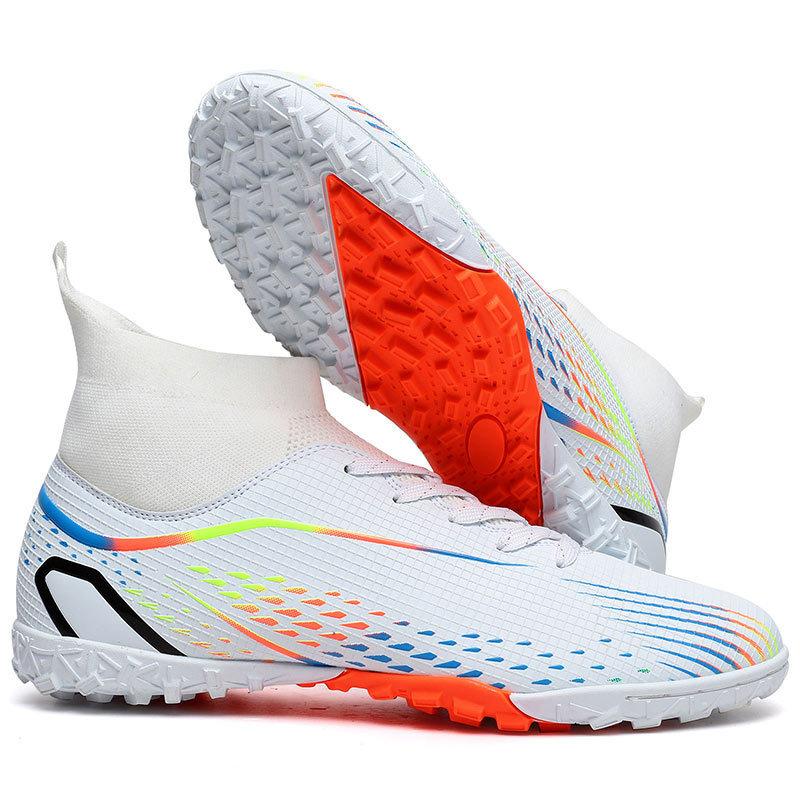 Overseas children's football shoes men's high-top adult student long nails artificial grass women's broken nails football shoes