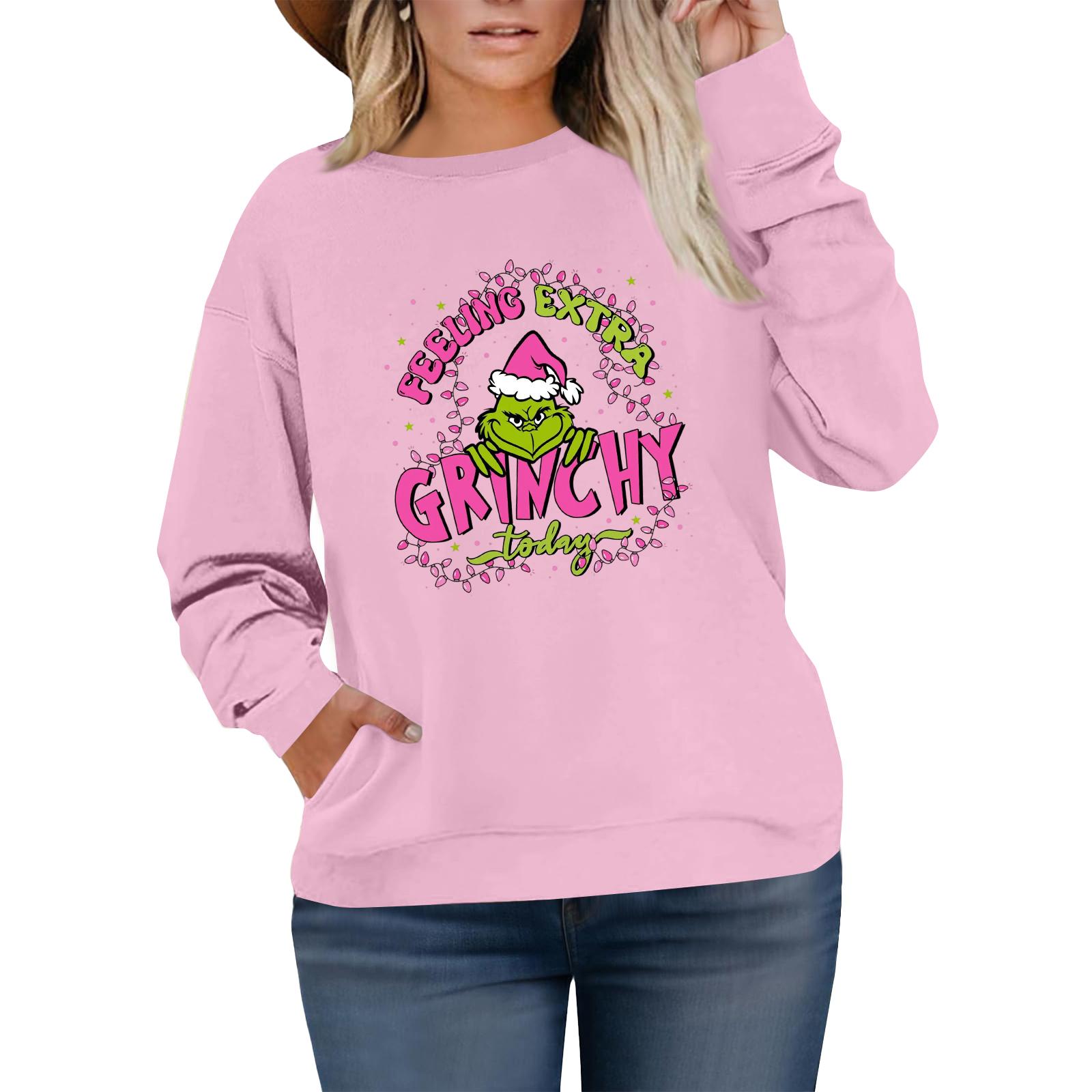 

Женский модный повседневный пуловер большого размера с длинным рукавом и принтом XXXXXL розовый