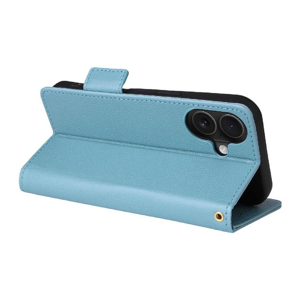 (Light blue) Flip Case For IPhone 17 PU Leather Magnetic Wallet Card Slots Holder Side Buckle