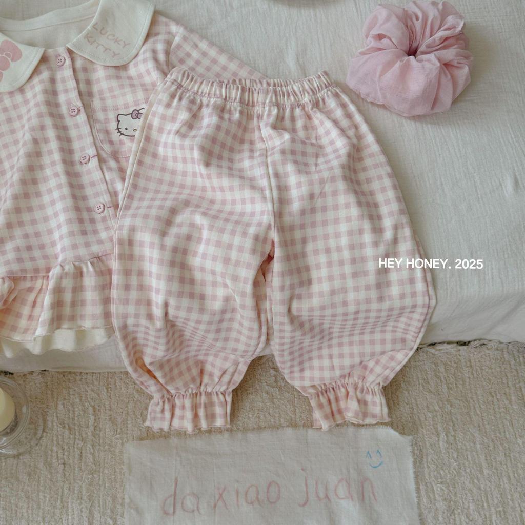 Hey Darling Small Curls Princess Girls' Korean Single-Breasted Pajama Set - Spring/Autumn