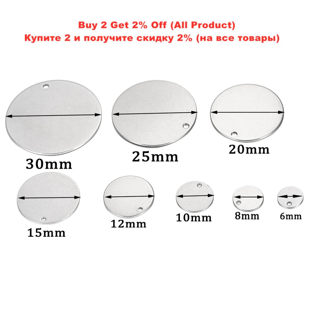 10-50pcs 6-30 mm Round Stainless Steel Stamping Blank Dog Tags Pendants DIY Bracelet Charm Jewelry Findings Supplies Wholesale