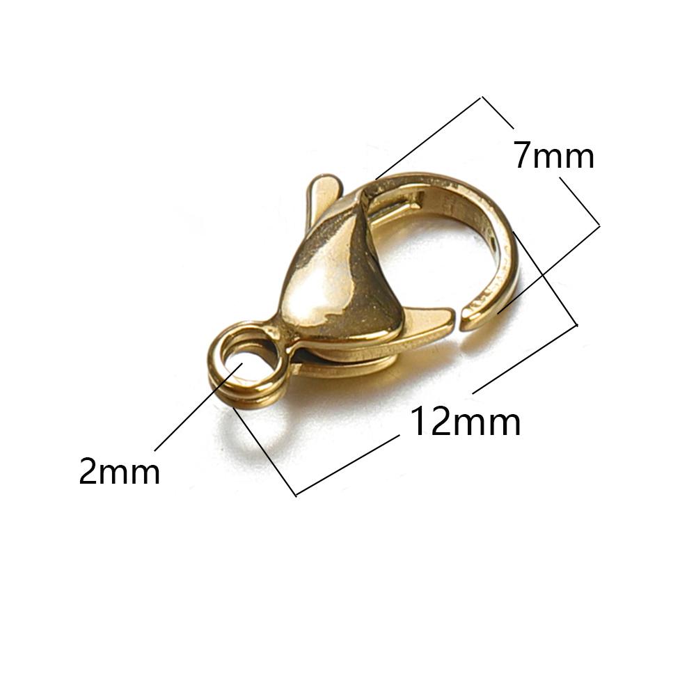 20pcs 9-15mm Stainless Steel Lobster Clasps for Bracelet Necklace Gold Color Chain Claw Connectors DIY Jewelry Making