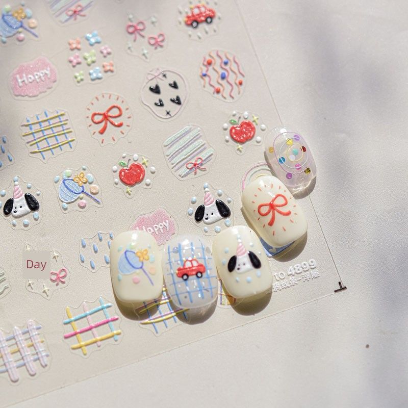 

Graffiti Line Nail Art Sticker Tomoni New Arrival Embossed 3D 3D Cute Kids Children s Nail Stickers Decoration Graffiti line 4899