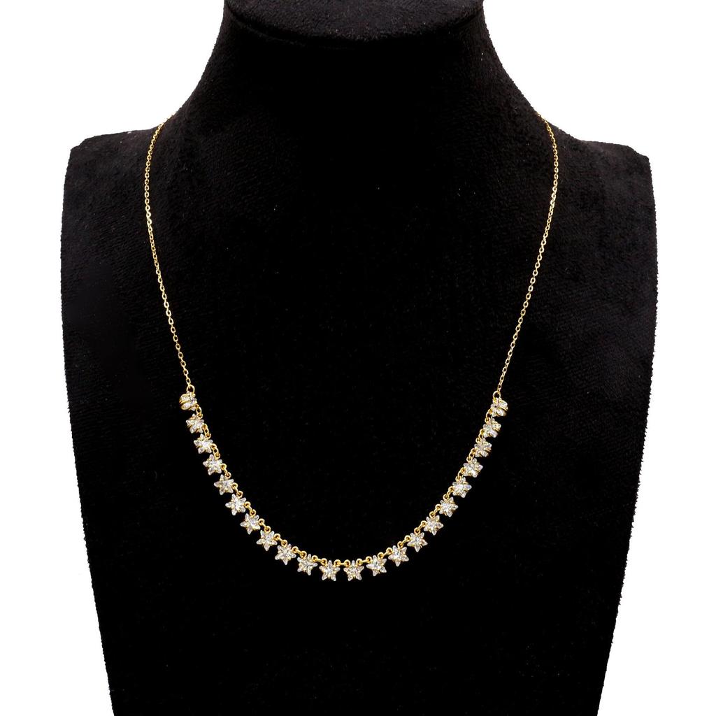 Elegant Round Zirconia Stud Earrings & Necklace Set In Pure Silver for Women
