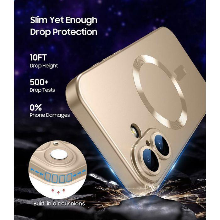 Coque de Téléphone - E.F.Connection - iPhone 17 Pro - Silicone Slim avec Cercle Magnétique Doré