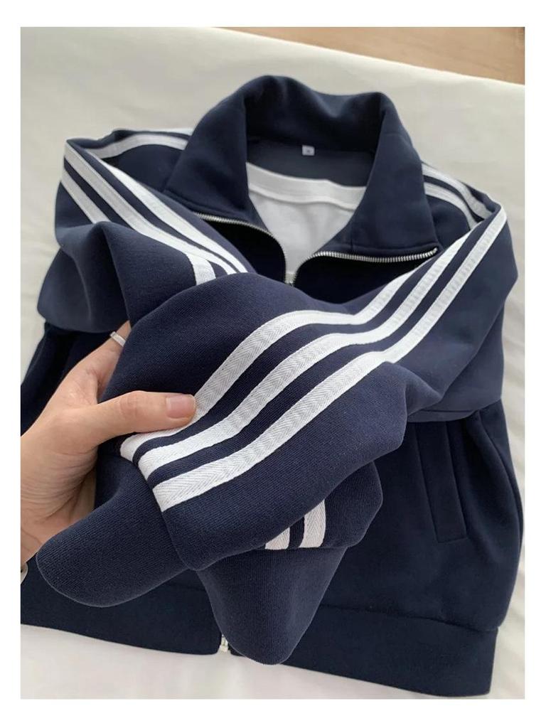 Women's Petite Three-Stripe Baseball Jacket - Spring/Autumn 2025 Korean Style