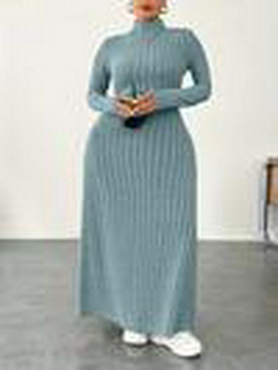 Plus Size Women s Elegant High Collar Dress - European & American Autumn/Winter Collection 2XL