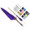 Calligraphy Pen Set Glass Ink Feather Fountain Pen with Replaceable Nib Writing Gift Box KitSP118014 Purple