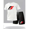 Men's Summer Casual T-shirt and Shorts Set, 3D Printed Sports Racing Fashion Set, Large Size Clothing
