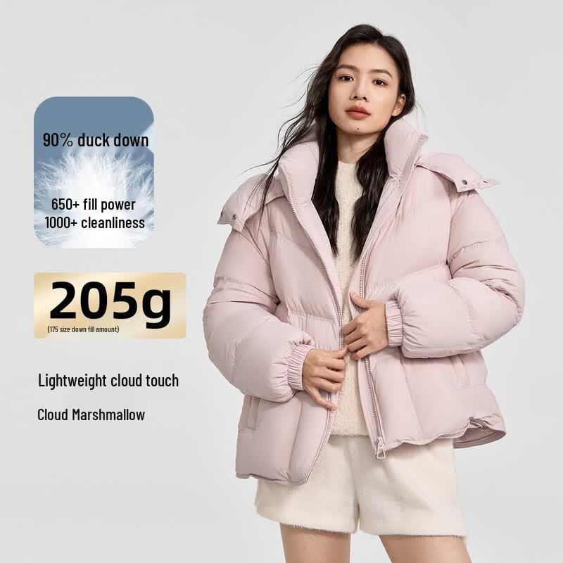 Qianrengang Women s Short Hooded Down Jacket Y308085Y 155