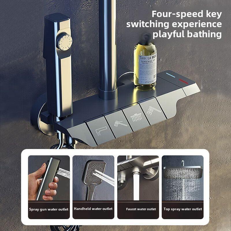 Piano Button Shower Digital Shower Set Thermostatic Home Shower Piano Key Shower System Spa Bathroom Shower System Sets