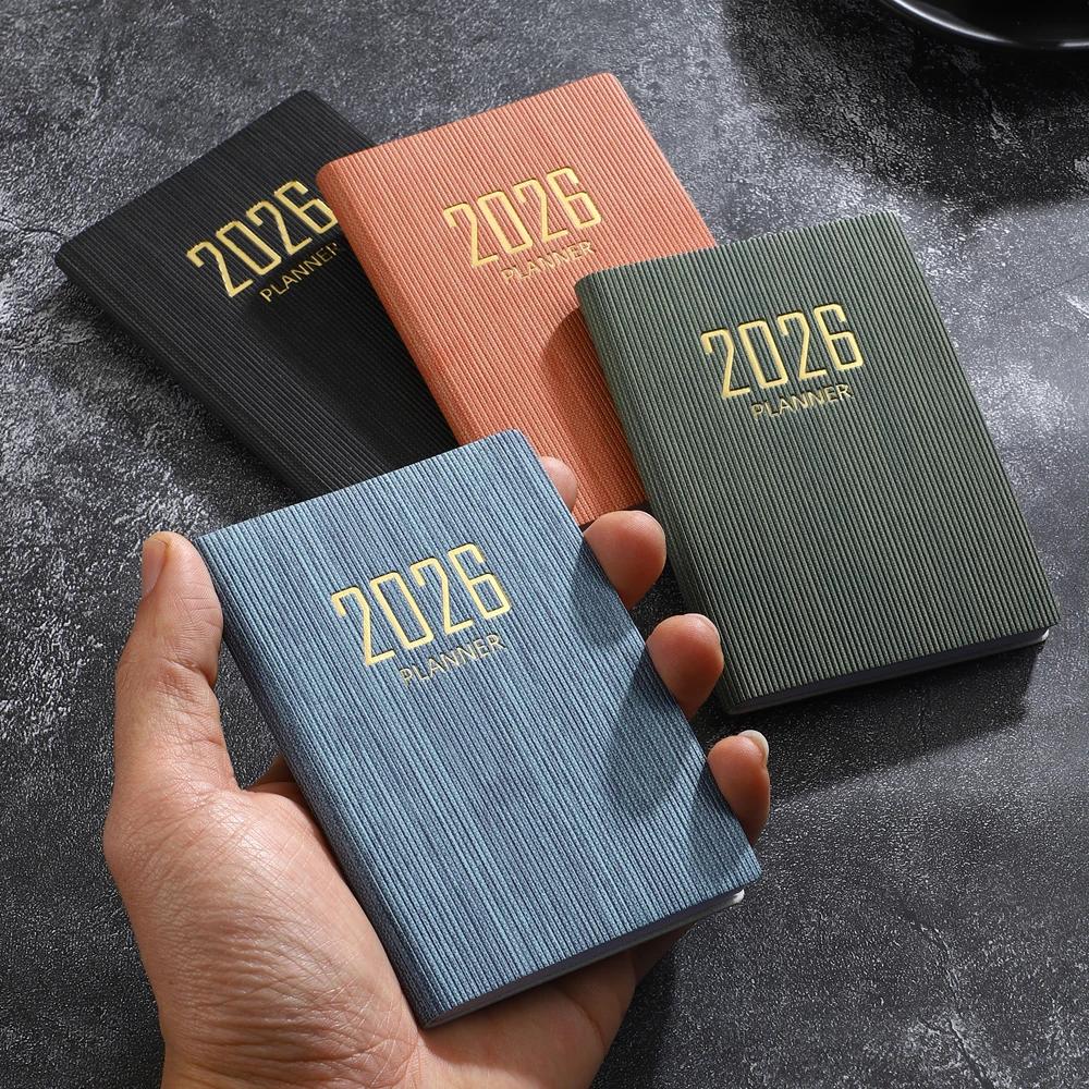 A7 specification 2026 English planner book, mini portable pocket daily schedule book, 64 sheets 128 page thin weekly calendar