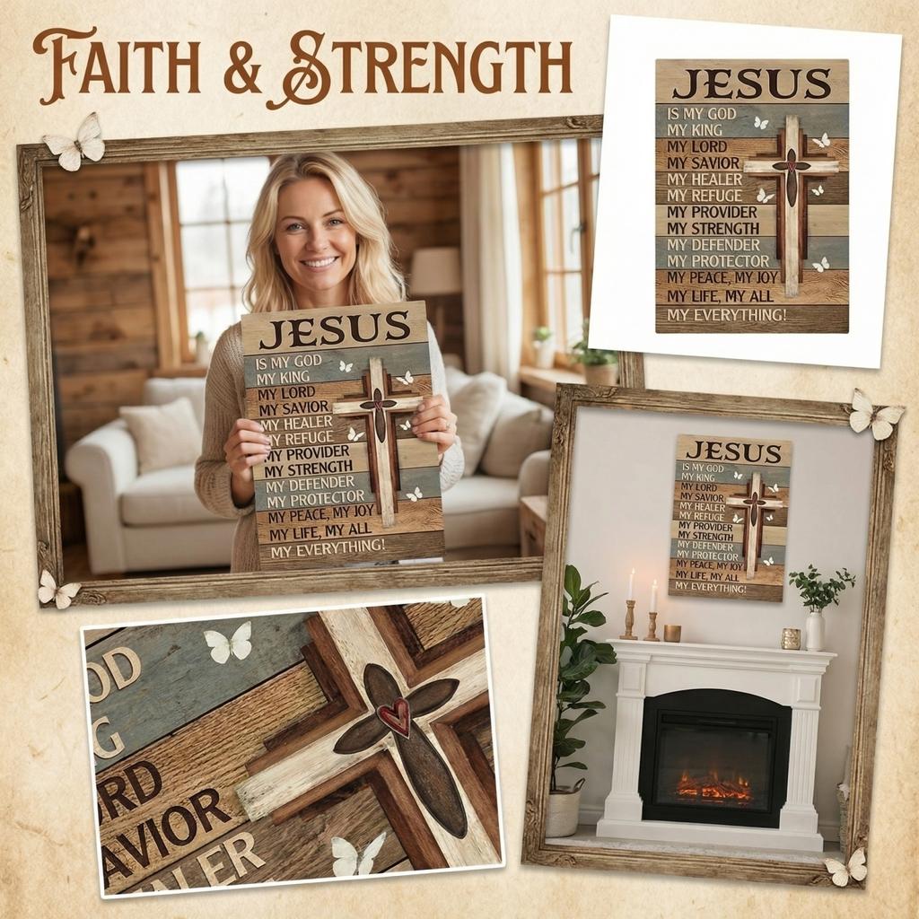 Rustic Wooden Wall Art Jesus Inspirational Quote Christian Cross Sign Religious Home Decor for Living Room Bedroom Office