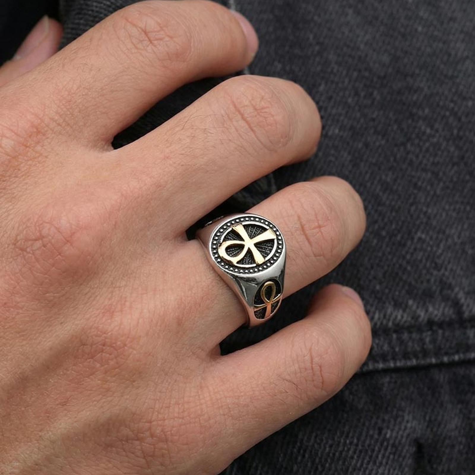 

Personalized Ankh Cross Ring, Stainless Steel Ancient Egyptian Coptic Amulet Ring Engraving Name Scriptures For Men Women Jewelr 12