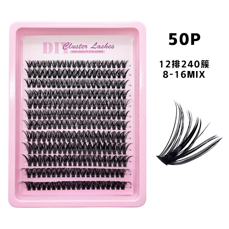 Flat False Eyelashes Stable Segmented Hairs 30P40P50P60P80P14 Rows Curled