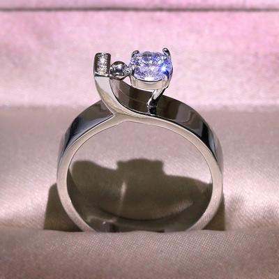 Unique Female Male Geometric Ring White Crystal Zircon Wedding Band Engagement Rings For Women Jewelry Gift