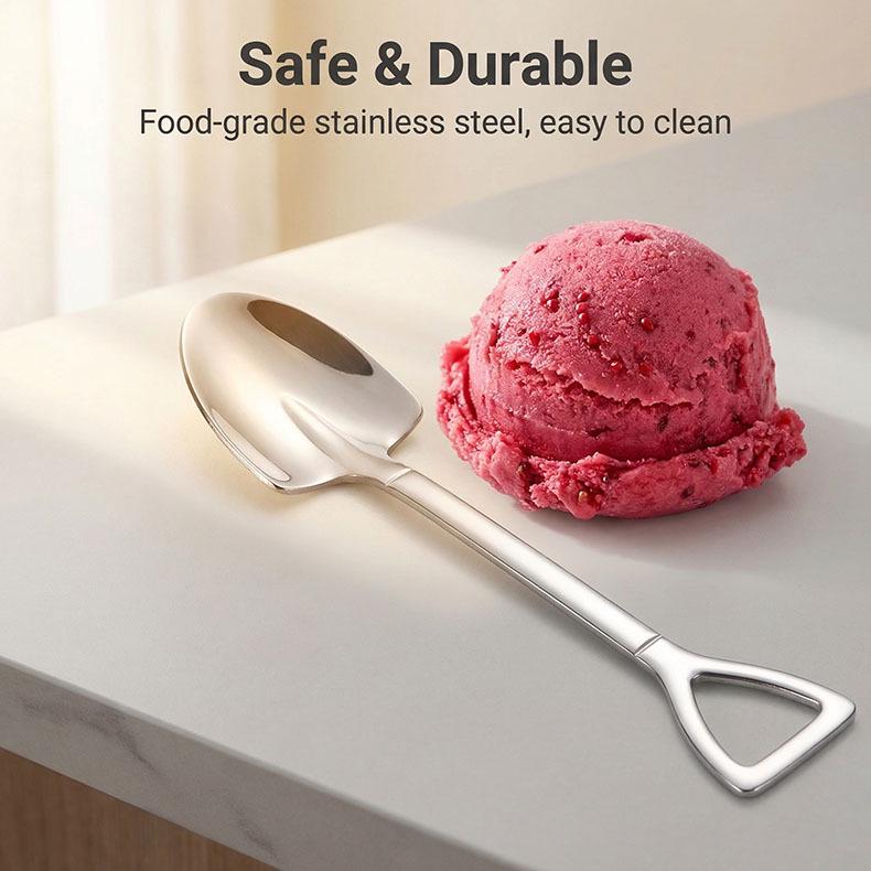 304 Stainless Steel Shovel and Rake Dessert Spoon Set for Kids