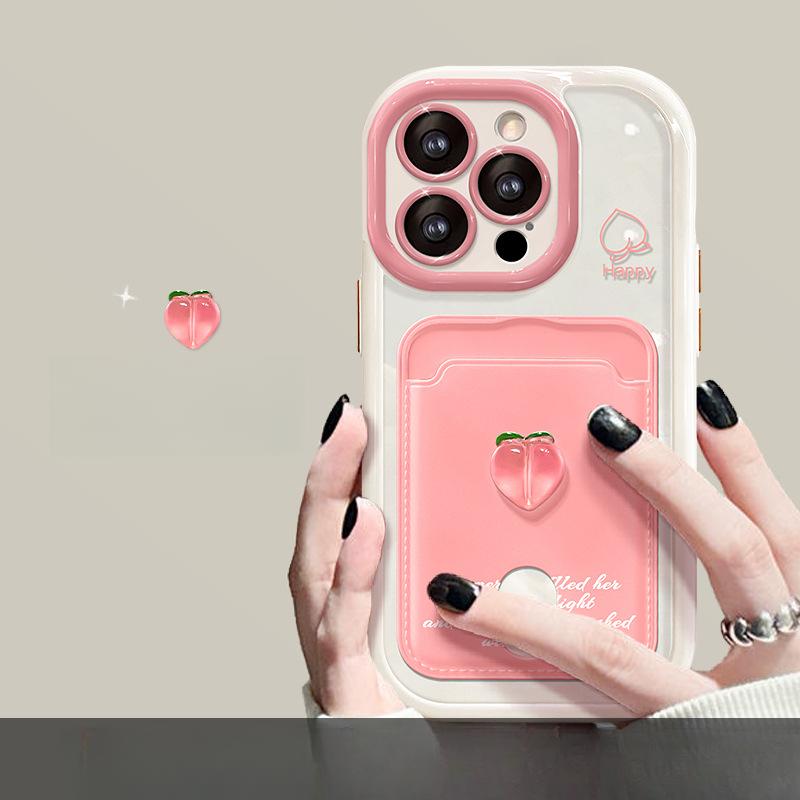 

Подходит для чехла для мобильного телефона Opporeno12pro Vivos19 Персиковая кукла Кармашек для карт Шнурок Xiaomi 14 Полная защита от падений Redmi Note 12 Pro