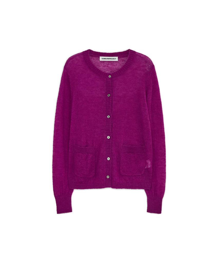 SUNBURNPROJECT Mohair Sheer Cardigan, Magenta