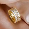 Double row water drop rose gold white diamond zircon ring temperament advanced couple women's versatile jewelry