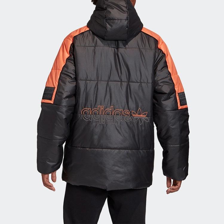 adidas originals R.y.v. Padded Stay Warm Colorblock Sports mid-length Hooded Padded Jacket Black Men's GC8687