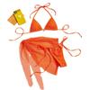 Popular Sexy Strappy Bikini Set with Mesh Wrap Skirt - European & American Style Women's Swimwear