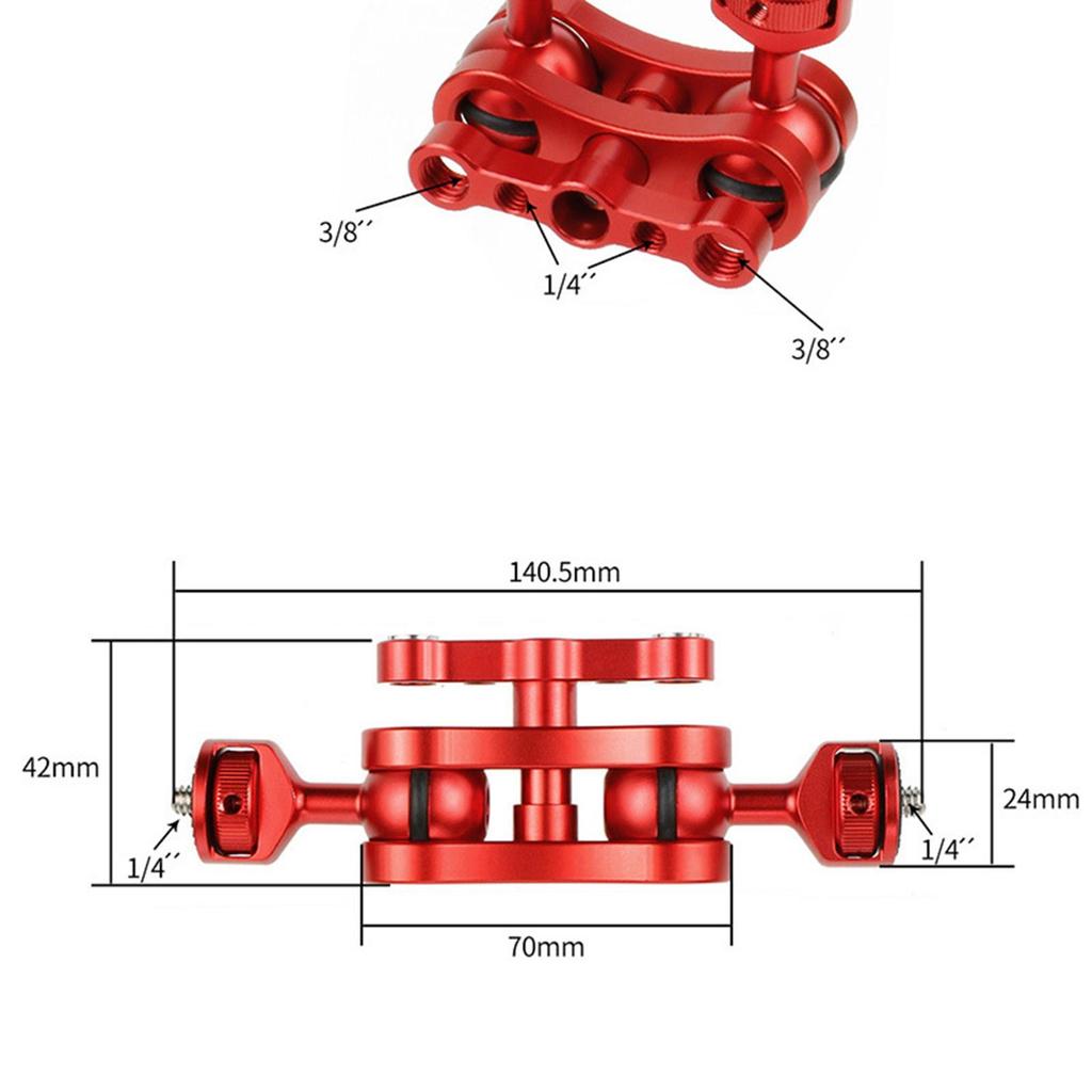 CNC 360° Arm Hand Extension Adapter w/Double Ballheads for Audio Recorders