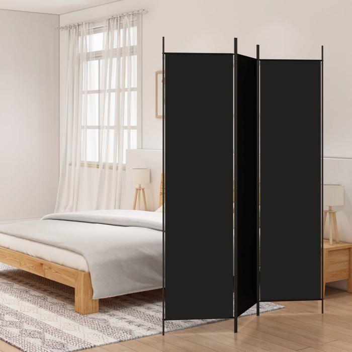 VidaXL Cloison de Séparation 3 Panneaux Séparateur de Pièce Pliable Diviseur Écran d'Intimité Paravent Décoration Salon Noir 350181