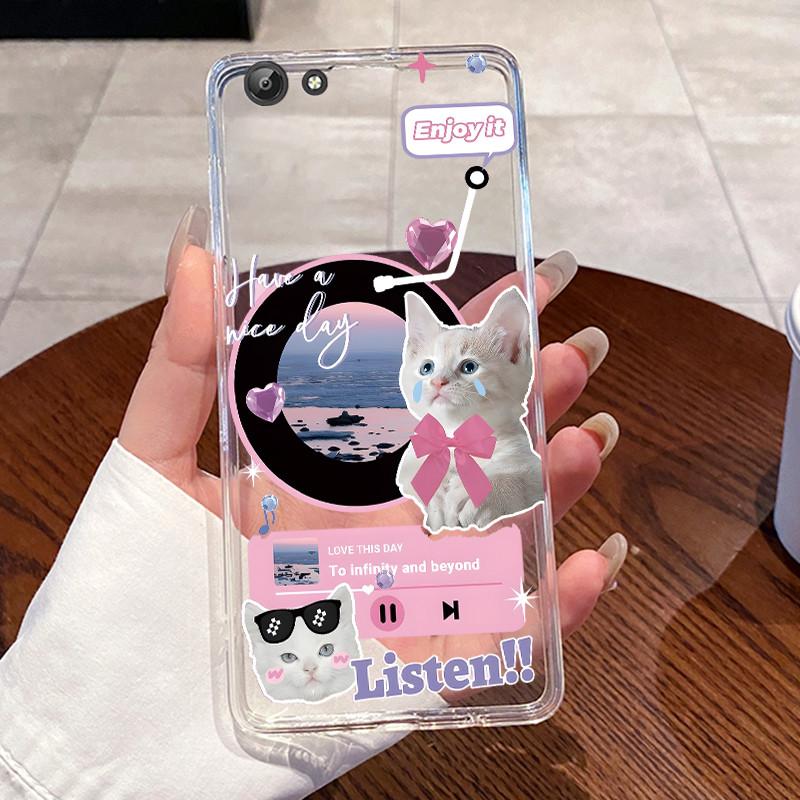 Casing For Vivo Y69 1714 / Y71 Y71A Y71i 1801 1724 Phone Case Transparent Soft Silicone Aesthetic Cute Cat Cartoon Back Cover