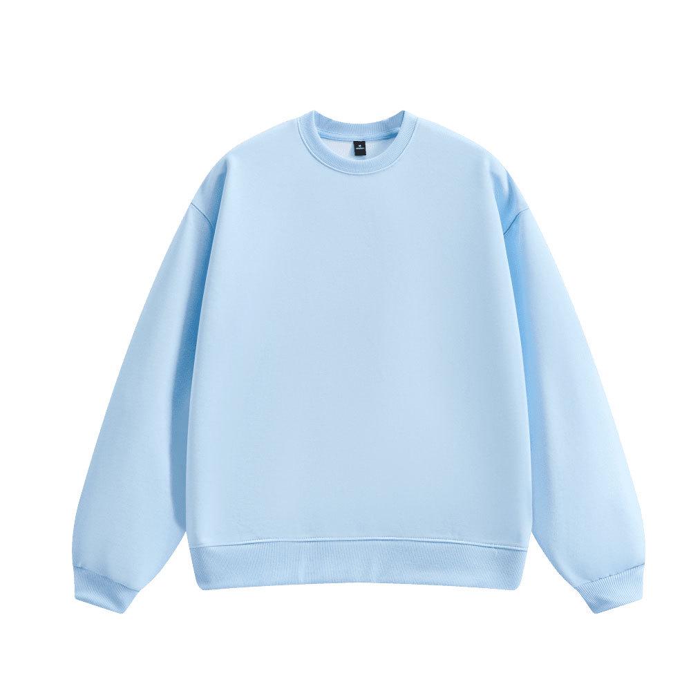 420g Hua Cotton Composite Silver Fox Fur Sweatshirt, Round Neck, Heavyweight, Loose Fit, Unisex, Drop Shoulder, Solid Color. 2XL