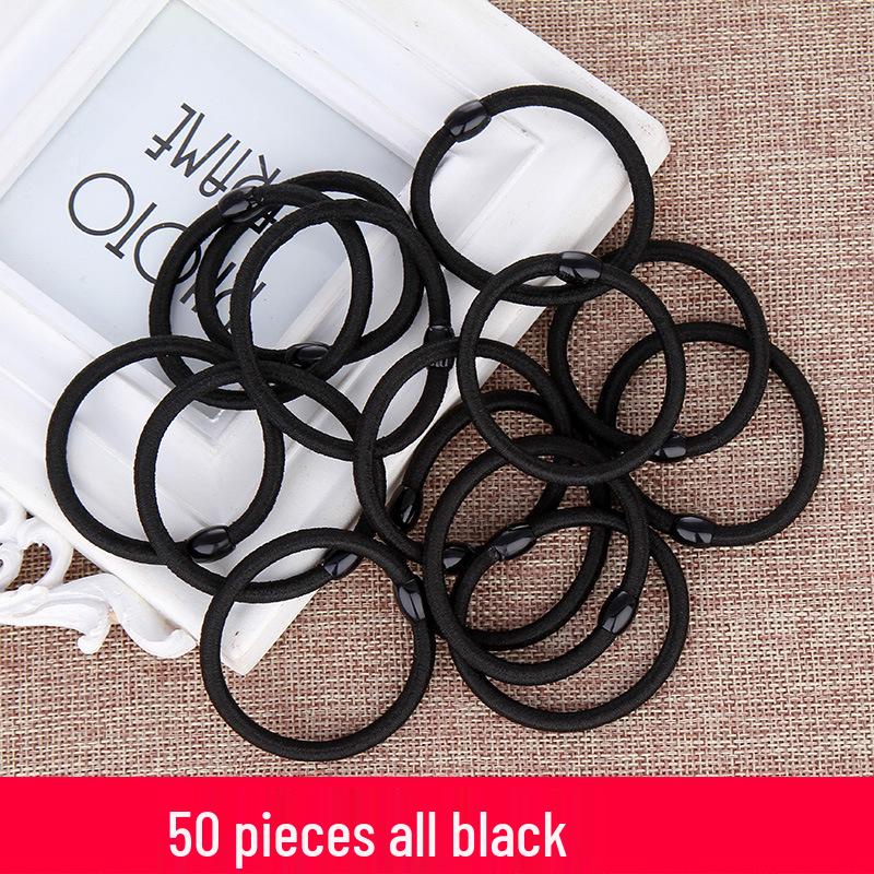 Women's Black Elastic Hair Tie - Korean Style Leather Headband