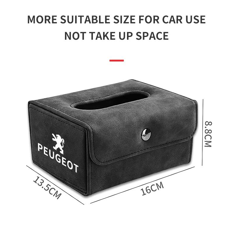 Suede Car Tissue Box Cover Napkin Paper Storage Box Car Interior Accessories For Peugeot 308 408 508 RCZ 208 3008 2008 206 307