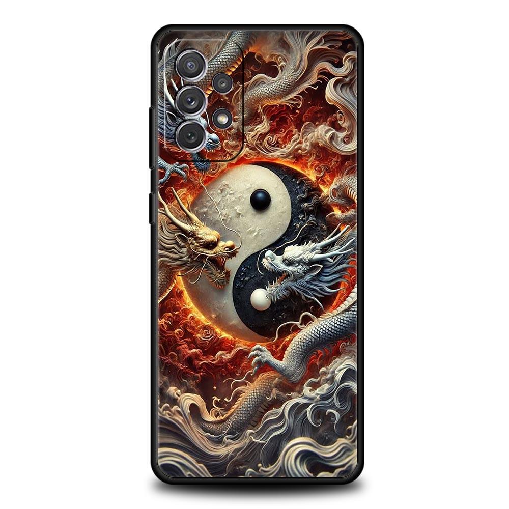 Chinoiserie Loong Flower Dragon Phone Case for Samsung Galaxy A55 A35 A15 A14 A13 A25 A54 A51 A71 A72 A73 A32 A52 A41 Soft TPU