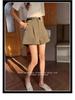 Petite Women's High Waist Pleated A-line Suit Shorts for Summer 2025