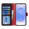 For Samsung Galaxy S25 Stand Case Litchi Texture Genuine Cow Leather Wallet Phone Cover RFID Blocking