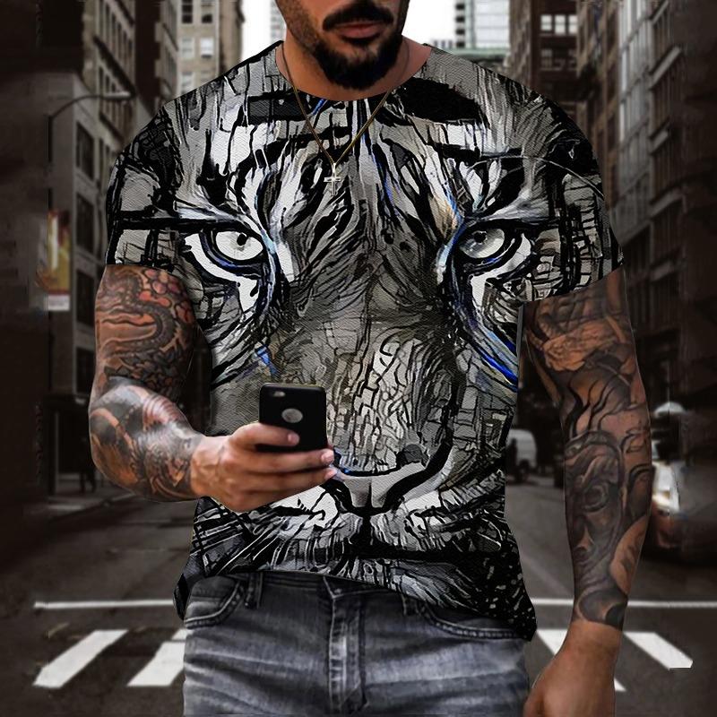 3D Animal Printing T Shirt For Men Fashion Funny Tiger Pattern Casual O-neck Short Sleeve Summer Oversized T-shirt Hip Hop Tops