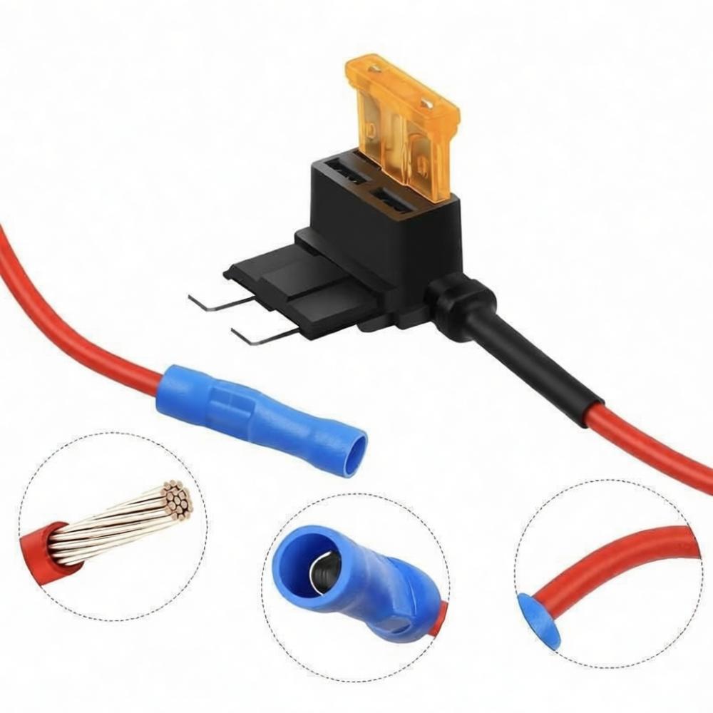 Car Add A Circuit Fuse Tap 14AWG Wire Mini Blade Holder Automotive Power Extension Cord Vehicle Electronic Device Connector