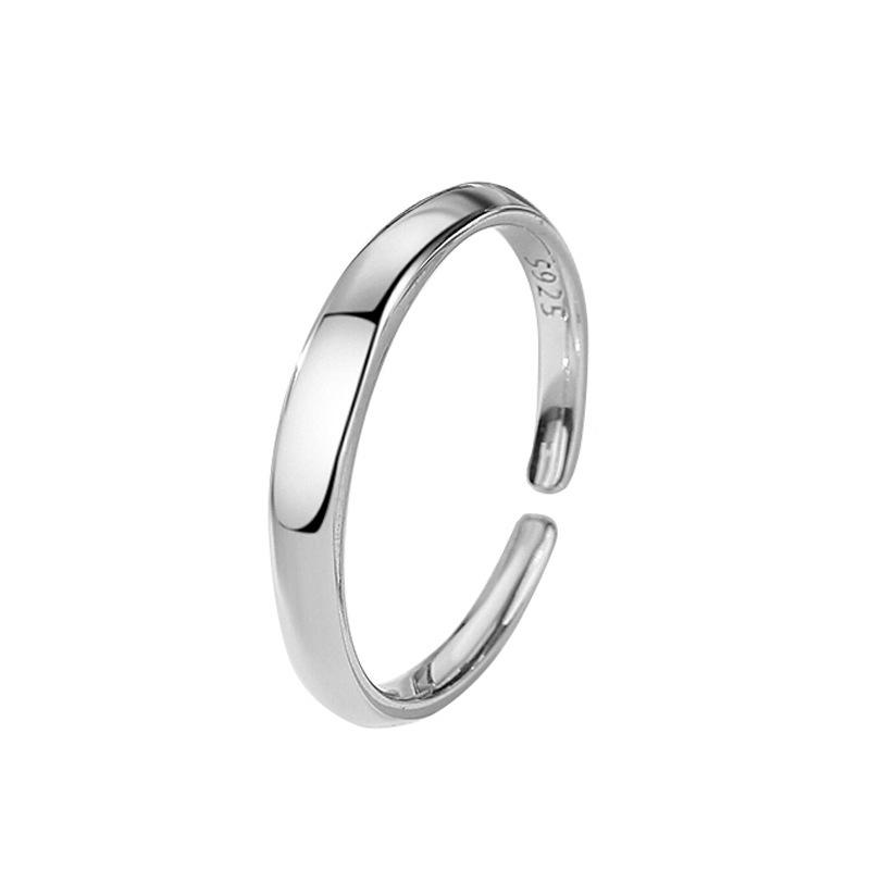 Sterling Silver Couple's Ring Korean Style S925 Sexy Design Simple Bracelet Open Couple Ring Men and Women Simple Ring Lettering