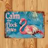 Vintage Flamingo Tin Sign Retro Wall Art 12x8 Inch Home Bar Garage Decor Gift