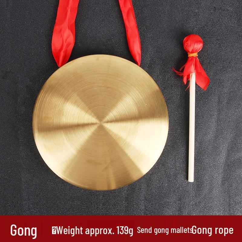 Full Set of Copper Gongs & Percussion Instruments: Includes Large & Small Gongs, Drums, Cymbals, and Gong Hammer