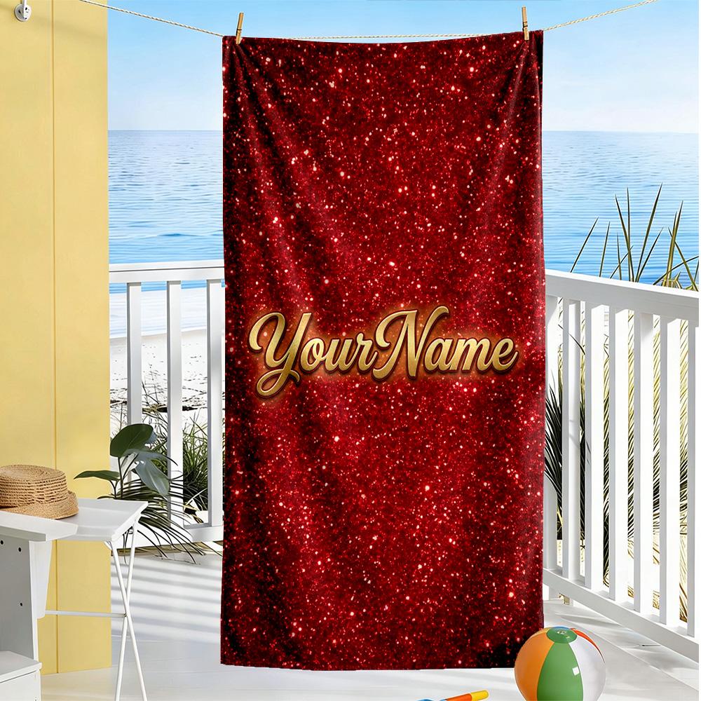 Rose Customized Name Beach Towel Super Soft & Absorbent Suitable for Sports Travel Swimming Yoga Bathroom Beach And Pool
