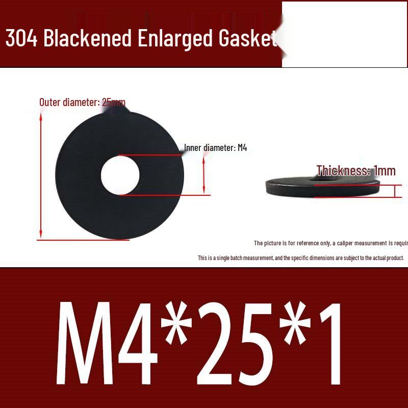 Large Black 304 Stainless Steel Ultra-Thin Oversized Flat Washer, Zinc-Plated