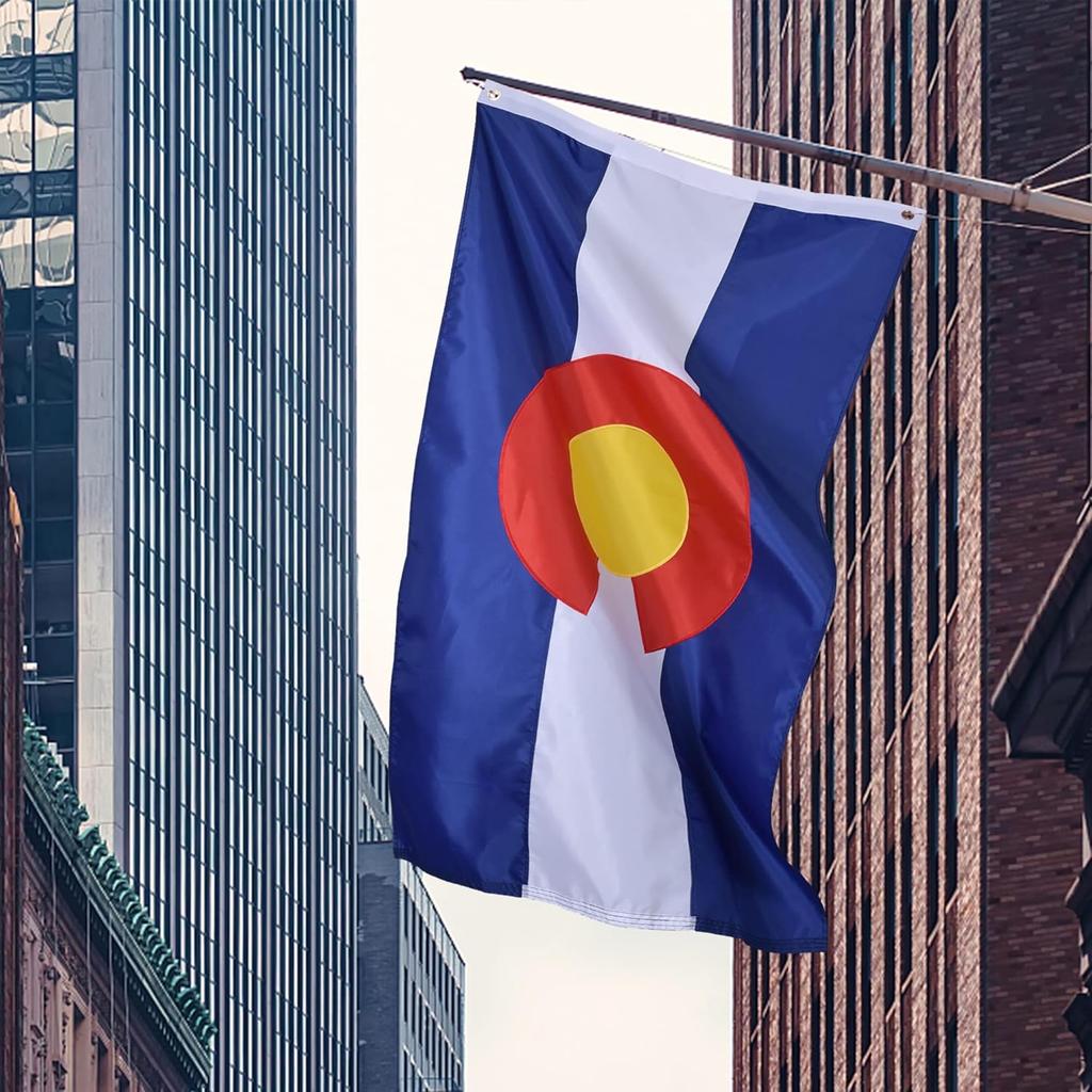 Colorado State Flag 3x5 Ft Deluxe Full Embroidered Premium Polyester Durable CO Outside Flag with Sewn Stripes and Brass Grommets for Indoor/Outdoor