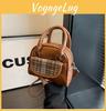 Stylish Simple Small Bag 2024 Winter Collection Female Handheld Woolen Grid Cloth Shoulder Bag