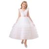 Children's Puffy Tulle V-Neck Princess Dress with Bow Skirt