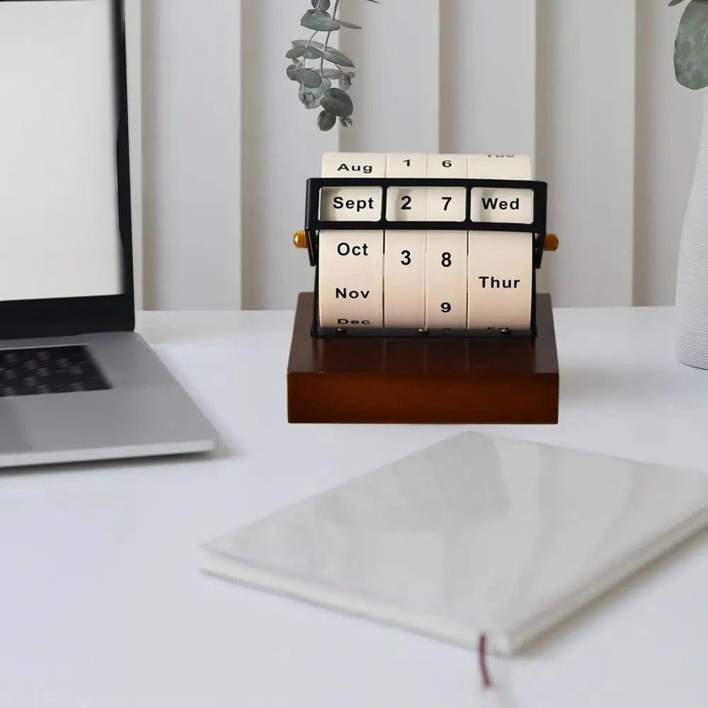 Daily Flip Perpetual Calendar Reusable Manual Countdown Calendar Gift Rotary Calendar  Home