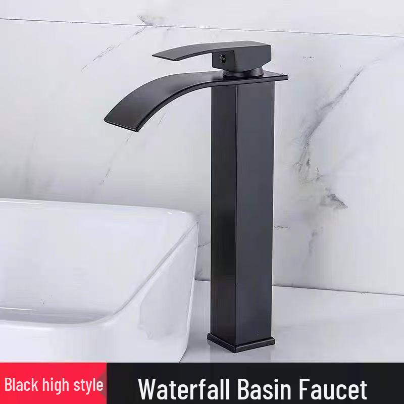 Stainless Steel Waterfall Faucet for Bathroom Countertop - Hot & Cold Basin